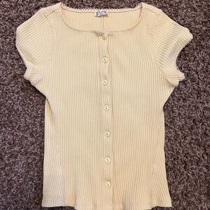 Free People Women's Butter yellow Button-Up Top